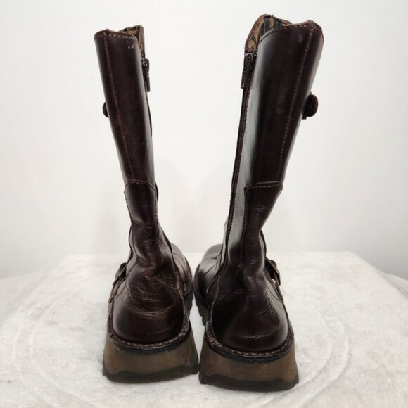 Fly London Dark Brown MES 2 Buckle Boots Side Zipper Size 38 EU/7-7.5 US - Picture 6 of 15